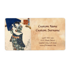 Etiqueta Arte clásico japonés ukiyo-e geisha con sombrilla