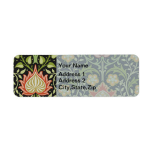 Etiqueta Arte de azulejos florales persas negros de William