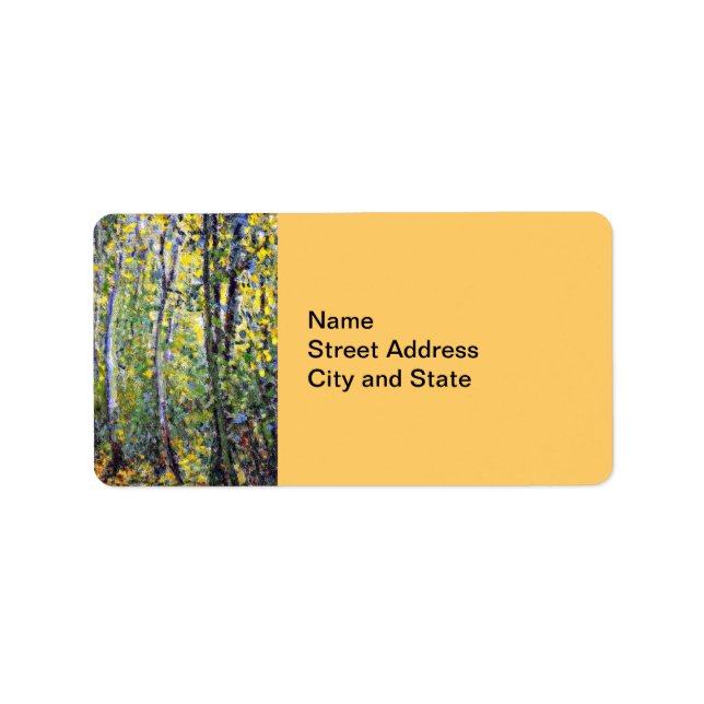 Etiqueta Arte de Claude Monet: Wood Lane, pintura de Monet (Frente)