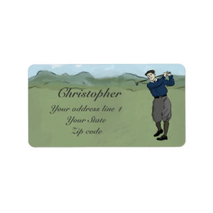 Etiqueta Arte de golf Monogramed Vintage Style