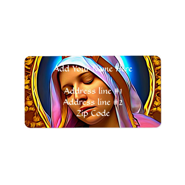 Etiqueta Arte de IA de la bendita Virgen María (Frente)