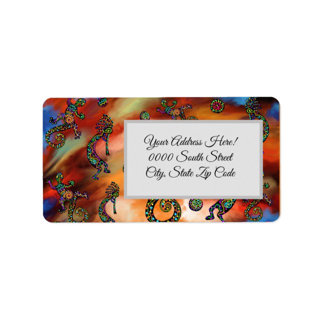 Etiqueta Arte de Kokopelli (Frente)