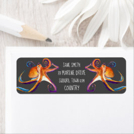 Etiqueta Arte de la acuarela Octopus sealife