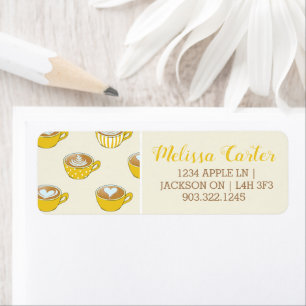 Etiqueta Arte de latte lindo en el patrón de tazas de café