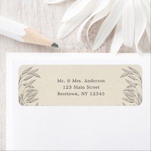 Etiqueta Arte de líneas de gramíneas vintage