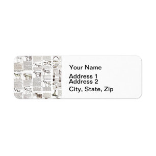 Etiqueta Arte de periódicos de publicidad de antigüedades d