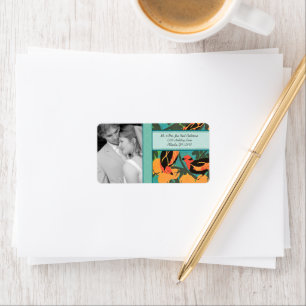 Etiqueta Arte Deco Aves Foto de Boda RSVP o Gracias