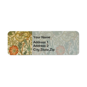 Etiqueta Arte floral de borde de rosa rosa William Morris