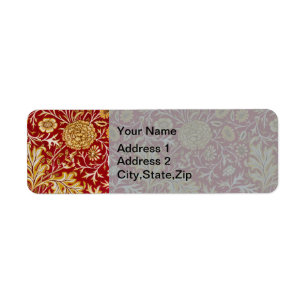 Etiqueta Arte Floral Rojo Vintage de William Morris Cherwel