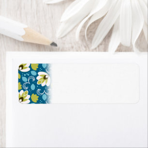Etiqueta Arte Floral Verde de Teal Paisley Jardinería Hoja
