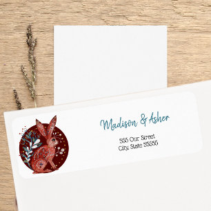 Etiqueta Arte Folclórico Escandinavo Whimsical Hare Botánic