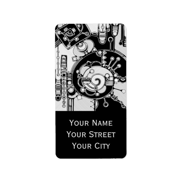 Etiqueta Arte Geométrico Blanco Y Negro 4 (Frente)