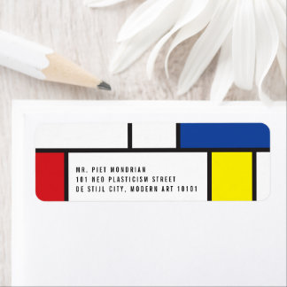 Etiqueta Arte Moderno De Stijl Geométrico Minimalista Mondr