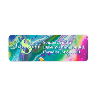 Etiqueta Arte psicodélico de flujo acrílico