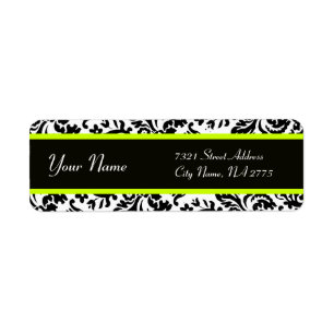 ETIQUETA ARTE VERDE BLANCO NEGRO NOUVEAU DAMASK