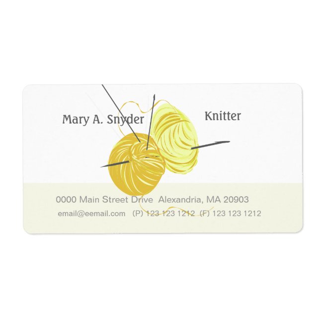 Etiqueta Artista de artesanía Knitter Yarn Needles (Frente)