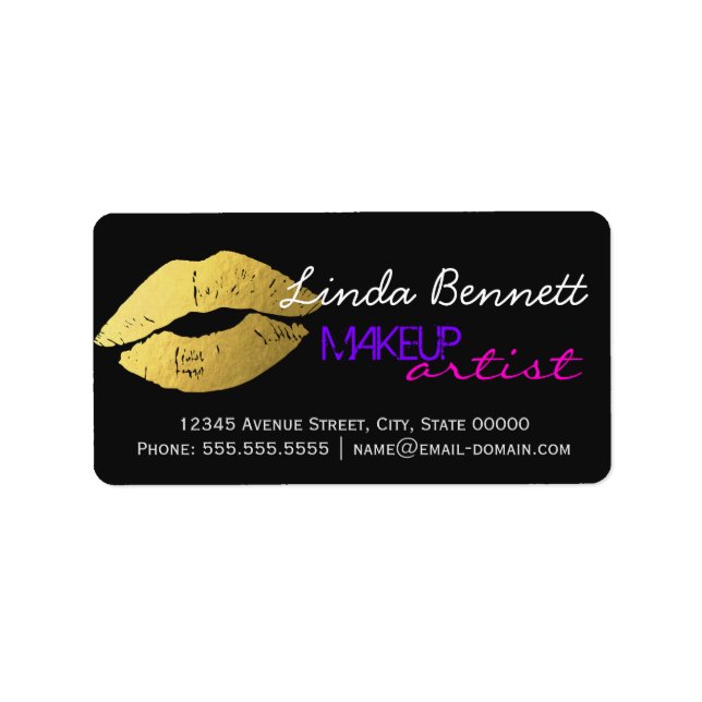 Etiqueta Artista de maquillaje - Sassy Gold Lips Estilo Tóp (Frente)