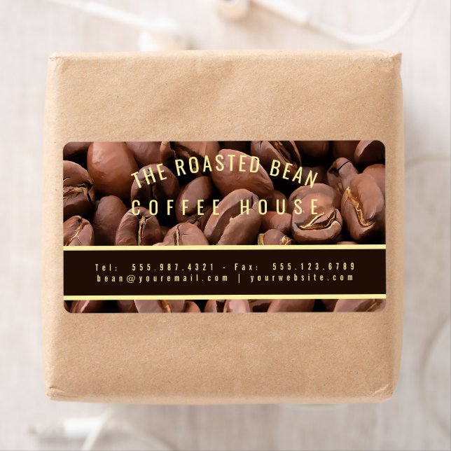 Etiqueta Artistic Roasted Coffee Beans Business Card (In situ)