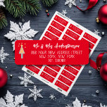 Etiqueta Artsy Merry Christmas Tree Elegant Return Address<br><div class="desc">Árboles navideños Artes Artsy Art Modern Script Personalizado Nombre Rústico Red Return Etiqueta de Dirección. Haga clic en Personalizar esta plantilla para personalizar con el nombre y la dirección de forma rápida y sencilla. Merry Christmas Trees Artsy Art Return Address Label, forma parte de la colección de árboles de Navidad...</div>