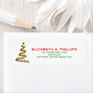 Etiqueta Artsy Red, Green Gold Personalizado de arte en árb