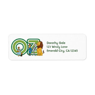 Etiqueta Asistente de vintage de caracteres Oz y letras de