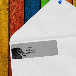 Etiqueta Asombrosa cara de cuervo negro inquietante