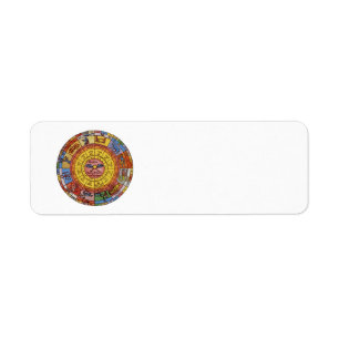 Etiqueta Astrología vintage, rueda zodiaca celeste antigua