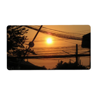 Etiqueta Atardecer con cable... Krung Thep, Tailandia