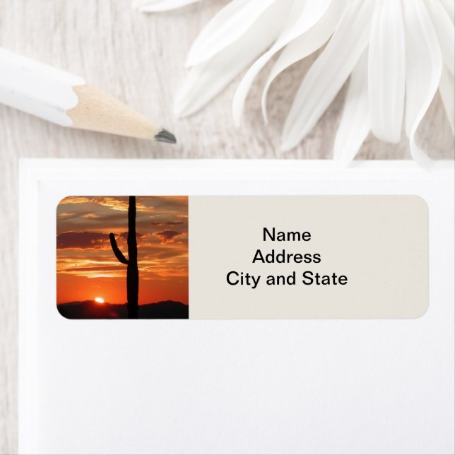 Etiqueta Atardecer de Arizona, cactus, (In situ)