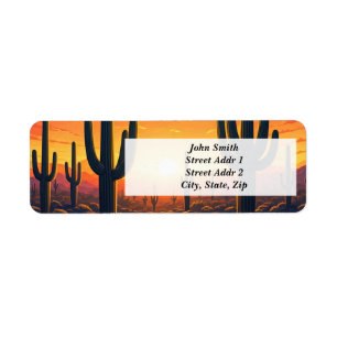 Etiqueta Atardecer de cactus en el Parque Nacional Saguaro