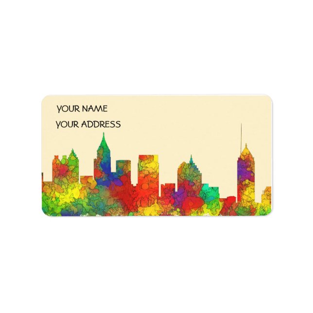 Etiqueta Atlanta Georgia Skyline-SG (Frente)