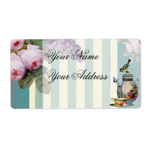 Etiqueta Au Trianon pequeno de Thé con la tetera y la taza