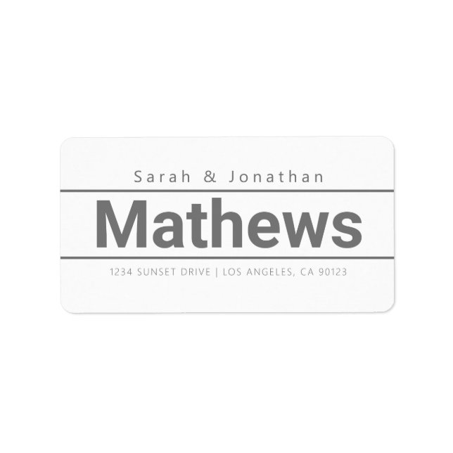 Etiqueta Audaz dirección de devolución moderna en blanco y  (Frente)