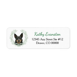Etiqueta Australian Kelpie Dog Eucalyptus Leaf Wreath