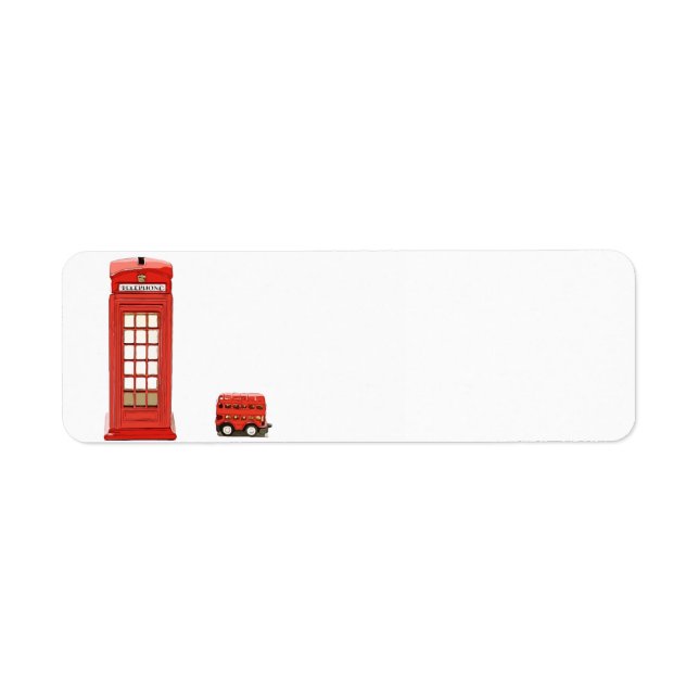 Etiqueta Autobús de doble decker rojo de la cabina telefóni (Frente)