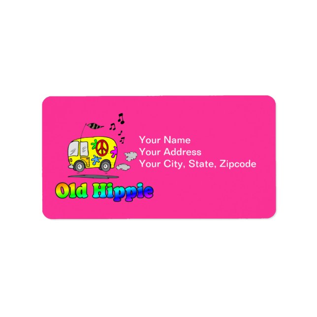 Etiqueta Autobús Hippie Viejo (Frente)