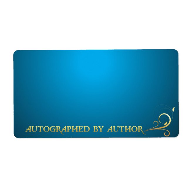 Etiqueta Autografiado por Author Gold en azul (Frente)