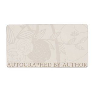 Etiqueta Autografiado por flor crema de la placa del libro