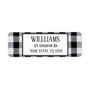 Etiqueta Autum negro y blanco gingham Plaid Fall