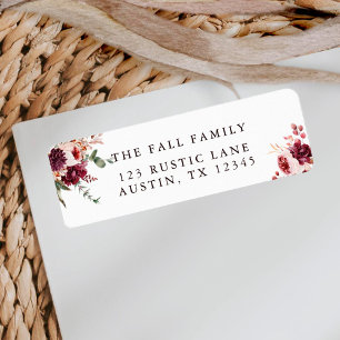 Etiqueta Autumance Romance Watercolor Floral Return Address