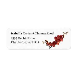 Etiqueta Autumn Orchid Romance Wedding Return Address Label