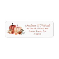 Autumn Pumpkins Terracotta Floral Return Address