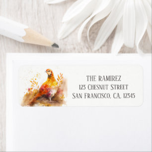 Etiqueta Autumn Watercolor Pheasant Return Address