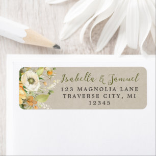 Etiqueta Autumom Blooms Floral Fall Green Return Address