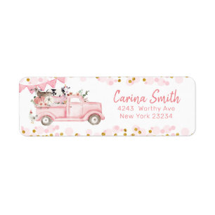 Etiqueta Autumt Farm Pumpkin Pink Truck Drive By Birthday