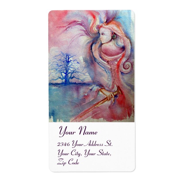 Etiqueta AVALON ,rojo azul rosa (Frente)