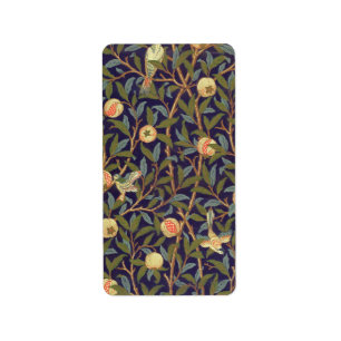 Etiqueta Ave William Morris Y Arte Vintage Pomegranate