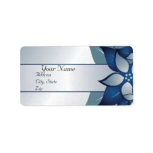 Etiqueta Avery Boda floral azul moderno