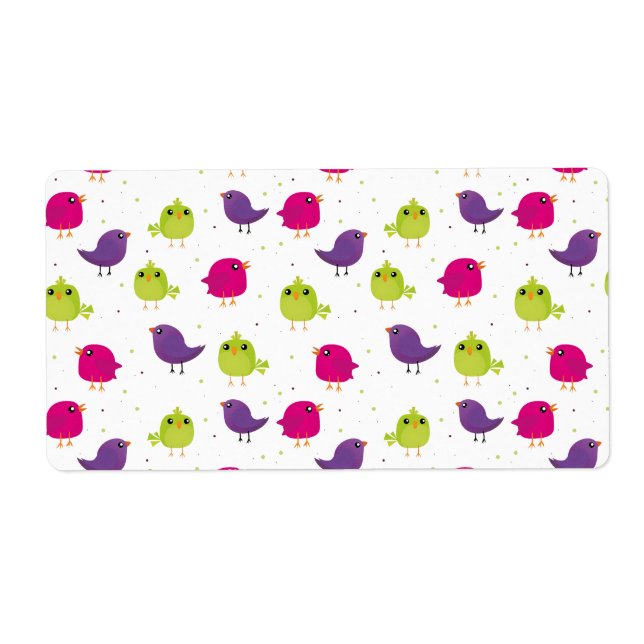 Etiqueta Aves alegres y coloridas (Frente)