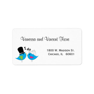Etiqueta Aves Azules De La Felicidad De Novia Y Groom